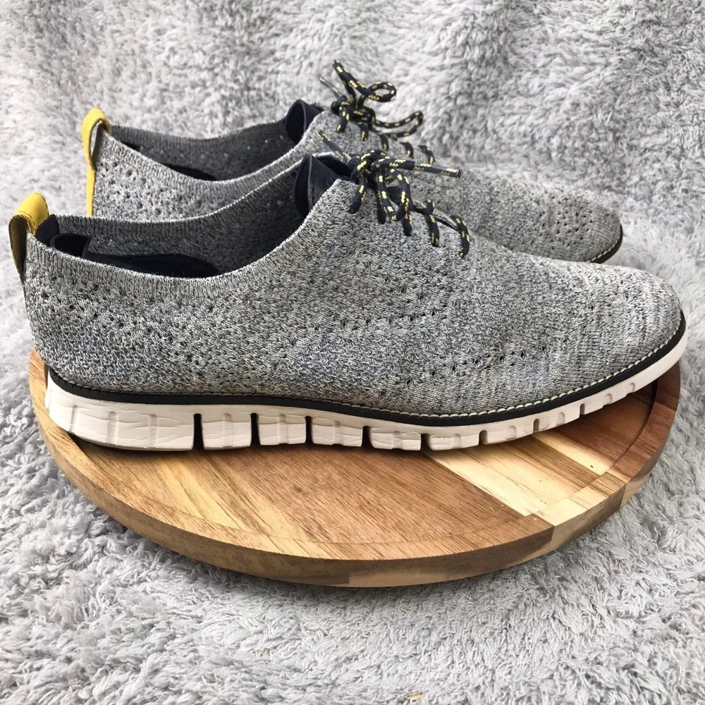 Cole Haan ZeroGrand Stitchlite Wingtip Oxford Mens 11M Gray Knit Sneakers C29226